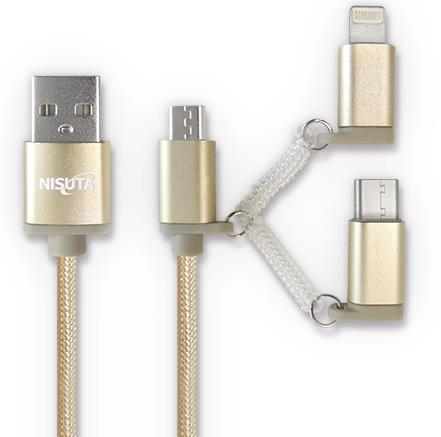 CABLE USB 2.0 A MICRO+IPHONE+USB C - M A M - 1M - NS-CAUSB31-# - NISUTA